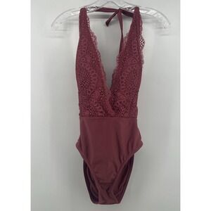Xhilaration Burgundy Lace One Piece Swimsuit